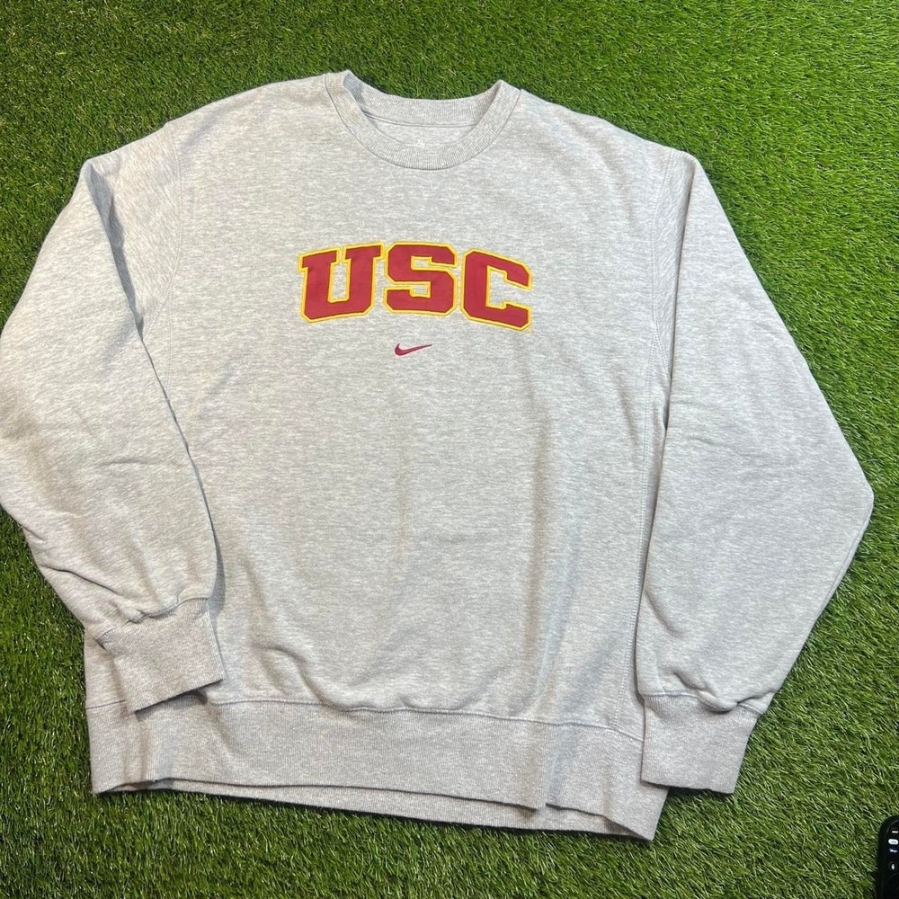 Nike USC Trojans Crewneck Sweatshirt Gray Red Yellow Spellout College XL Vintage